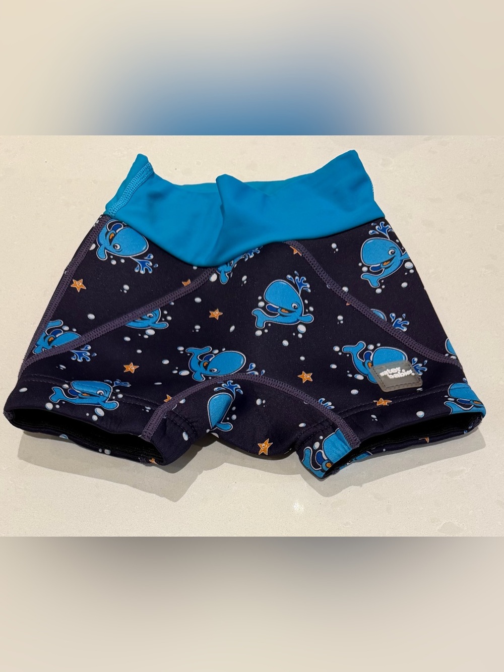Water babies 2-3t Children's Blue Whale Swim Shorts - Navy & Turquoise